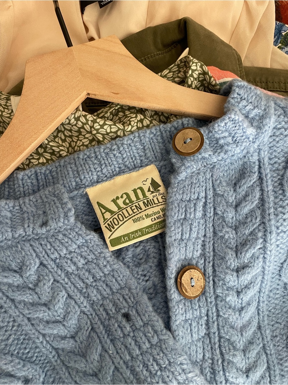Aran Woolen Mills Blue Wool Cardigan - Picture 4 of 8
